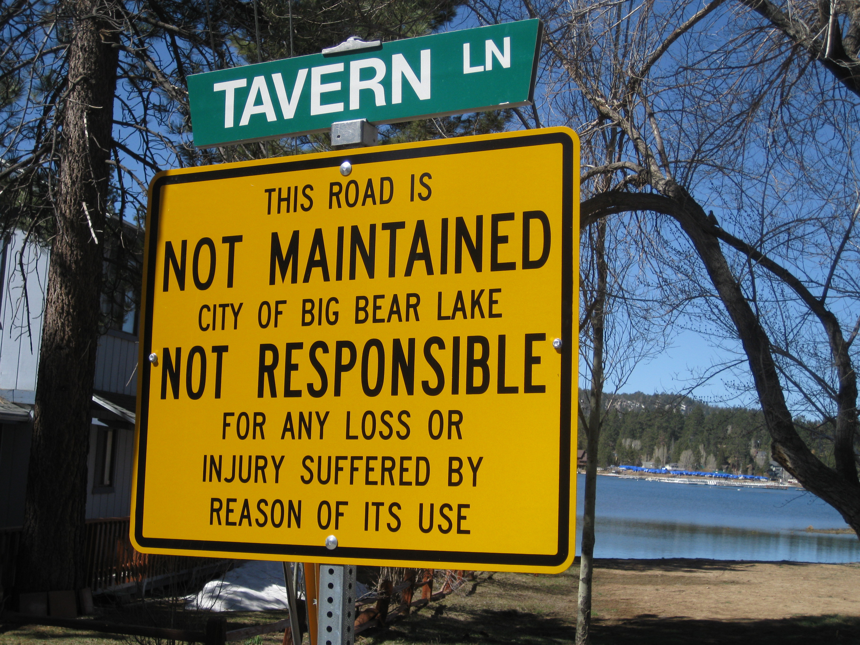 Tavern Road Sign