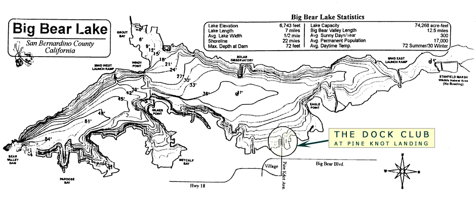 The Dock Club and Statistics regarding Big Bear Lake