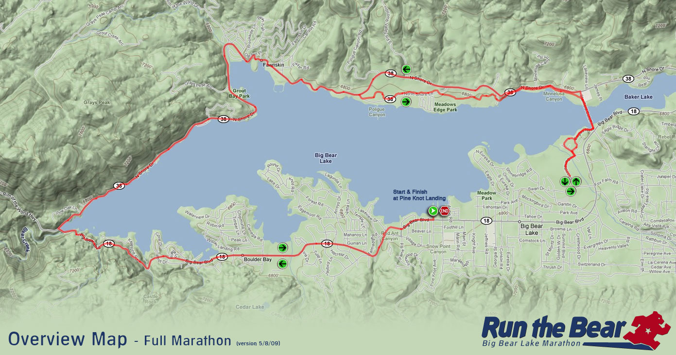 Map of he Big Bear Lake Marathon